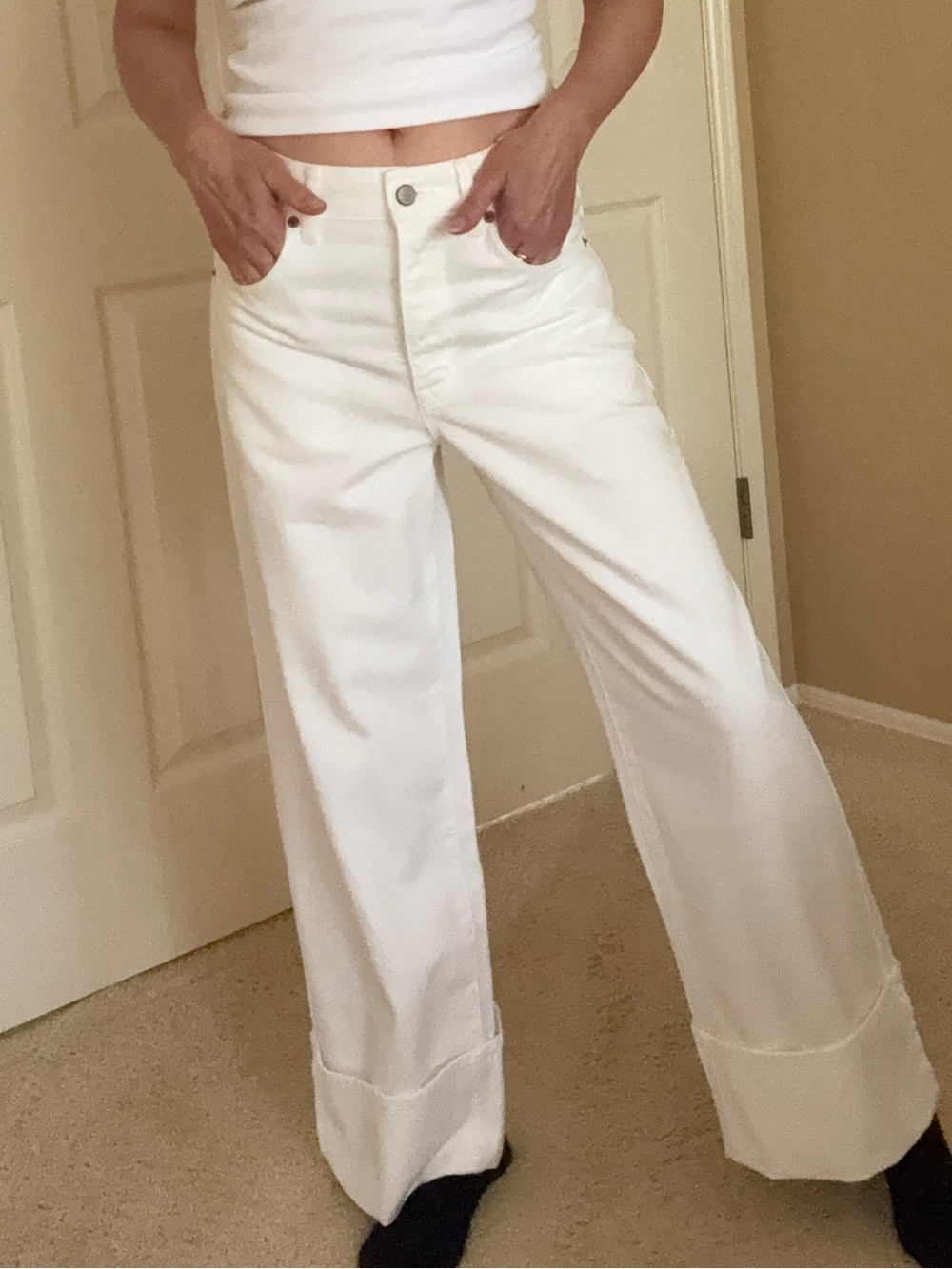J. Crew White High-Rise Wide-Leg Jeans - Women's Flare